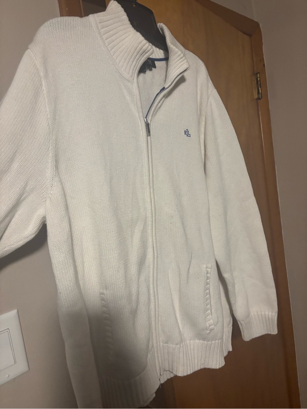 Ralph Lauren Cream Full‑Zip Men’s Knit Sweater